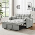 thumbnail image 2 of Modern Futon Sofa Couch with Pull Out Bed, Velvet Fabric Sleeper Fold Reclining Convertible Sofa Bed with Pockets for Living Room, Bedroom, Gray, 2 of 6