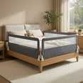 thumbnail image 4 of Spaco 71 Inch Extra Long Swing Down Bed Guardrail, Baby Bedrail, Toddler Bed Rails with Safety Straps, Bed Rail for Toddlers, Bed Rail for Queen, King, Twin, Gray, 4 of 7