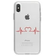 thumbnail image 1 of DistinctInk Clear Shockproof Hybrid Case for iPhone X / XS (5.8" Screen) - TPU Bumper Acrylic Back Tempered Glass Screen Protector - Heart Pulse EKG Red Valentine, 1 of 5