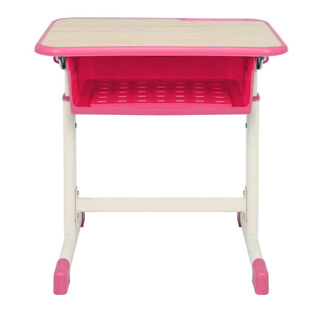 Lowestbest Kids Desk and Chair Set, Kids Table Set, Children Simple Table Desk Sets, Height Adjustable Ergonomic Children's School Workstation with Storage Drawer, Pink Lowestbest Kids Desk and Chair Set, Kids Table Set, Children Simple Table Desk Sets, Height Adjustable Ergonomic Children's School Workstation with Storage Drawer, Pink