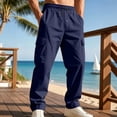 thumbnail image 2 of Liuinsasek Men's Straight Leg Cargo Pants Drawstring Elastic with Multi-Pockets Waist Casual Loose Outdoor Sports Long Pants, 2 of 7