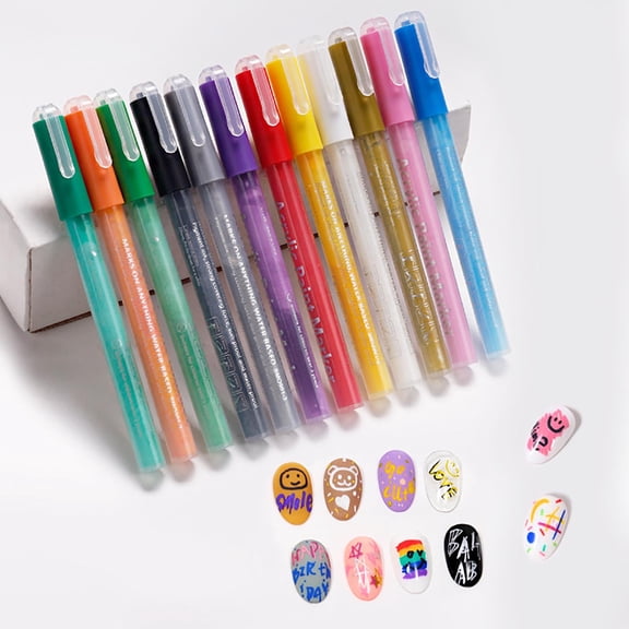 10Pcs Nail Pen Care Polish! Uscallm Nail Art Pens For Beginners, Professional Acrylic Nail Painting Markers, Diy Nail Design Kit Watercolor Dotting Tools, No Bake Nail Art Supplies For Salon Home Use