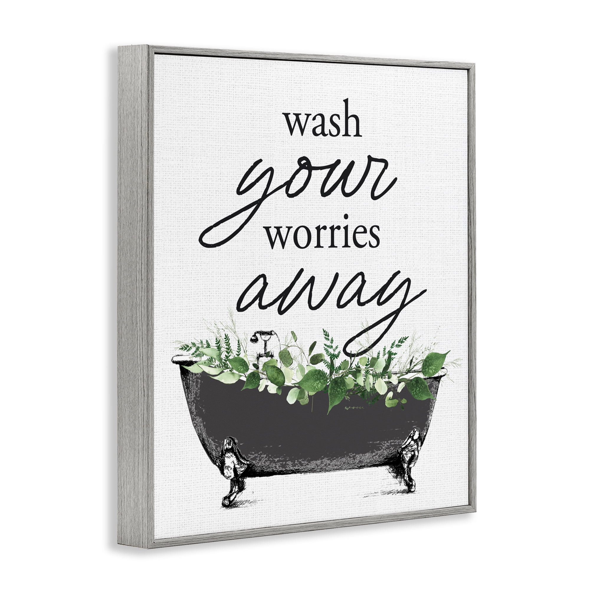 Wash Worries Away Herbs Gray Framed Giclee Art, design by Lettered and Lined