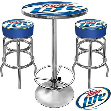 Ultimate Miller Lite Gameroom Combo 2 Bar Stools And Table Set