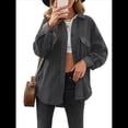 thumbnail image 1 of Chaqueta de Mujer de Gran Tamaño con Botones y Larga con Aberturas. Gris L, 1 of 5