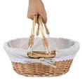 thumbnail image 4 of Dayesque Wicker Picnic Basket with Cloth Liner and Handle, Handwoven Outdoor Camping Hamper, Easter Flower Design, Beige, 4 of 8