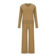 thumbnail image 6 of YUGYXL Women Loose Solid Suits V-Neck Pullover Knit Sweaters Tops Wide Leg Pants Two Piece Outfits Gold S, 6 of 8