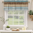 thumbnail image 2 of Blue Brown Curtain Valances for Windows, Kitchen Valance Window Treatments Panel 2 Pack, Farmhouse Rustic Wooden Plank Board Rod Pocket Short Curtains for Bathroom Bedroom 54 x 18 Inch, 2 of 8