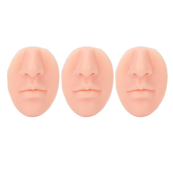 Soft Silicone Nose Model, Reusable Silicone Nose Model Elastic 3pcs With Mouth For Salon For Adults Light Skin Color,Medium Skin Color,Dark Skin Color