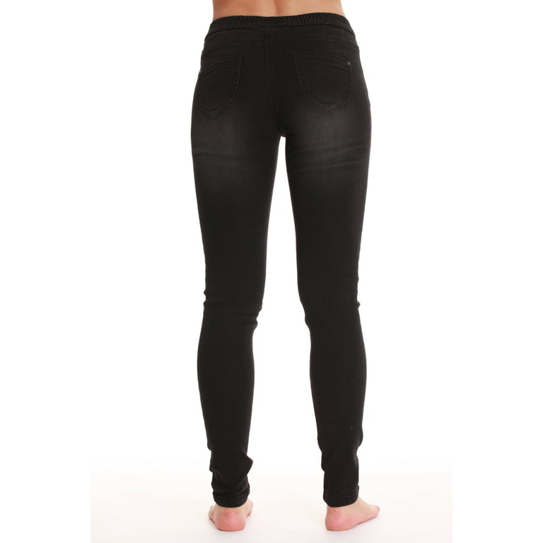 Just Love Women's Denim Jeggings with Pockets - Comfortable Stretch Jeans  Leggings (Black Denim, XX-Large)