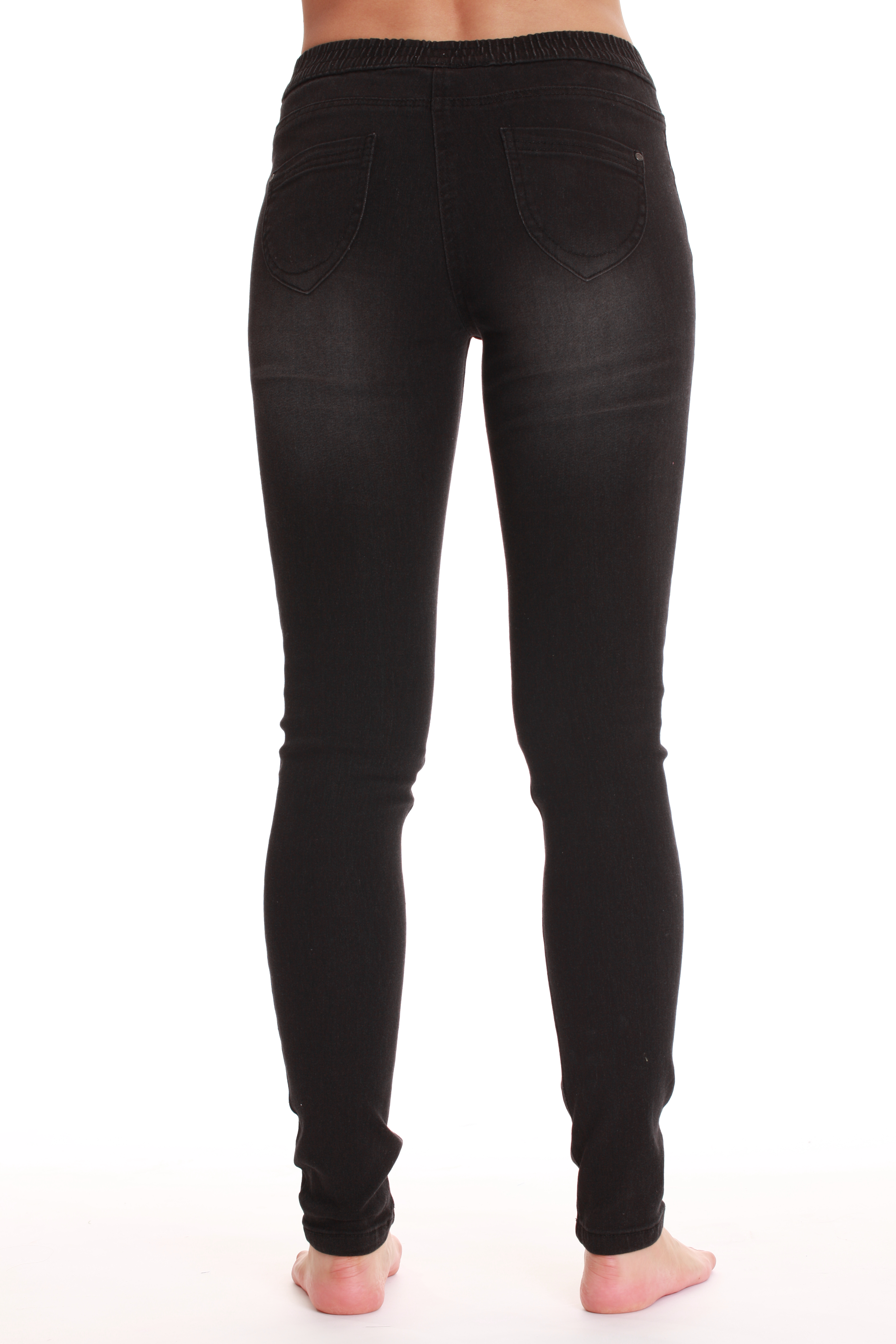 Just Love Women's Denim Jeggings with Pockets - Comfortable Stretch Jeans Leggings (Black Denim, Medium) - image 2 of 2