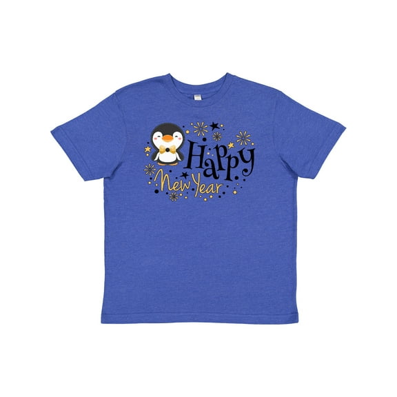Inktastic Happy New Year with Cute Penguin Youth T-Shirt