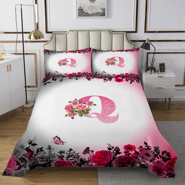 Erosebridal Monogrammed Coverlet Set King,Personalized Initial Bedding Set,Letter Decoration,Ultra Soft,3 Pieces