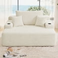 thumbnail image 2 of Leumius Boneless Couch, Lounge Chair corduroy with Wide Armrest & Throw Pillows, Cozy Boneless Sleeper Sofa Bed Armchair with Cup Holder for Living Room, Bedroom, No Assembly Required,Beige, 2 of 9