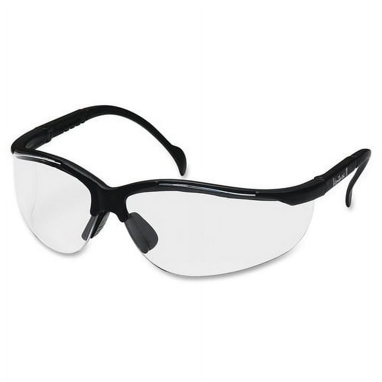 ProGuard 830 Series Style Line Safety Eyewear - Ultraviolet Protection - Polycarbonate - Clear, Black - Comfortable, Lightweight, Adjustable Temple, Comfortable - 1 Each