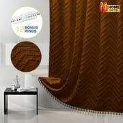 Siiluminisoy Orange Boho Shower Curtain Fabric, Heavy-Duty Mold/Mildew-Resistant,Water-Repellent, Machine-Washable,Chevron Textured Design,72 x 72