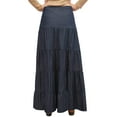 thumbnail image 2 of Women's Button Front Long Ankle Length Tiered Denim Prairie Skirt, 2 of 5