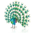 thumbnail image 5 of Alpine Corporation Jumbo Size Green/Blue Majestic Tail Open Peacock Décor, 5 of 12