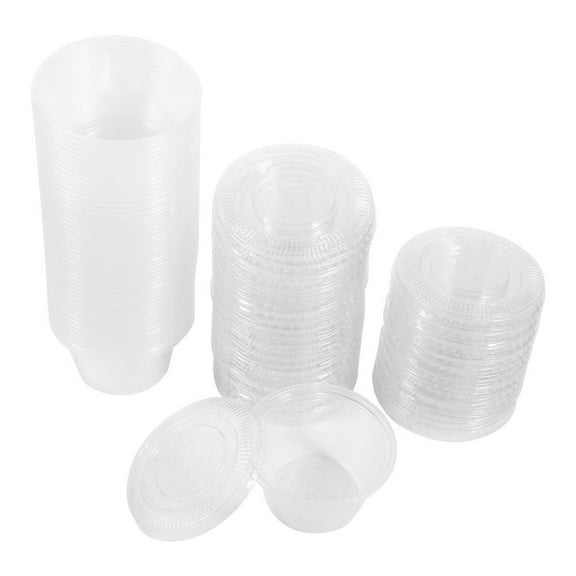 50 Pieces Disposable Plastic Chutney Cups With Lids Food Container Storage Box Leak Proof (2oz)