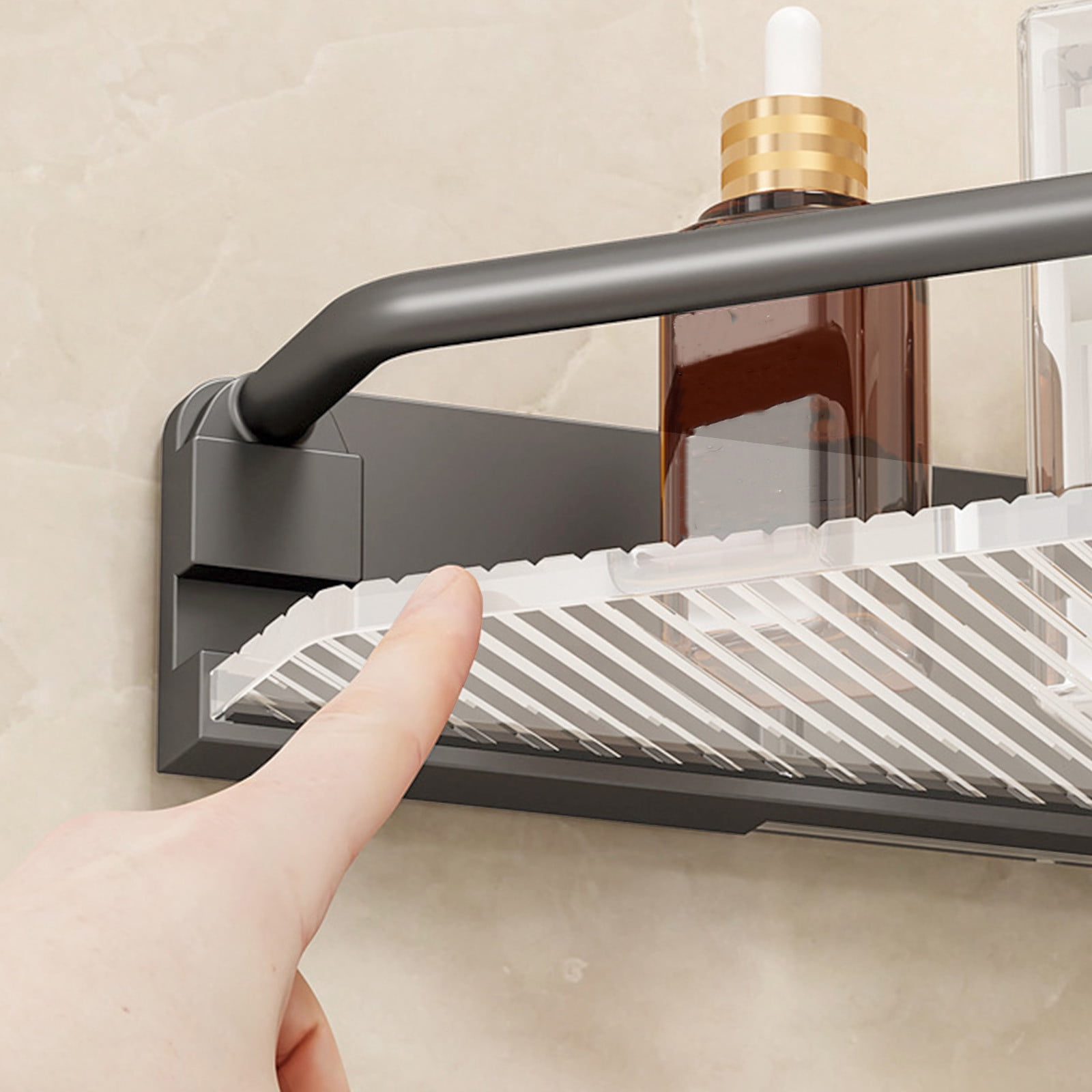 Specollect Clearance 3Pcs Corner Bathroom Organizer Countertop, Plastic Bathroom Counter Organizer, Vanity Tray Sink Shelf with Hooks, for Makeup Storage
