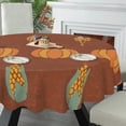 thumbnail image 5 of Eveokoki Fall Round Tablecloth,Harvest Tablecloth 60 inch,Pumpkins Corn Sunflowers Wheat Crop Indoor or Outdoor Holiday Table Harvest Fall Decorations for Home,Dinner, 5 of 5
