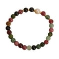 thumbnail image 2 of Hyasfey Women Bracelet Colorful Smooth Vintage Aexquisite Elastic Luxury Lightweight Bracelet Faux Pearl Faux Tourmaline Release Stress Enhance Well-being Lady Lightweight Bracelet, 2 of 7