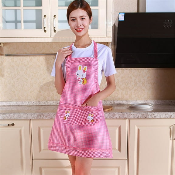 Home Supplies Antifouling Clothes Adjustable With Pocket Oil-proof Cooking Cleaning Aprons Apron ROSE RED
