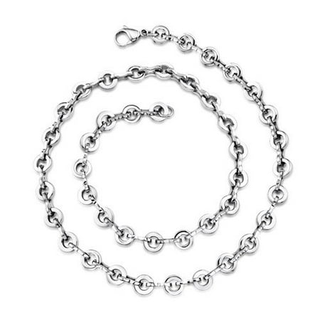 Oravo Stainless Steel Mens High Polish Disc Link Necklace