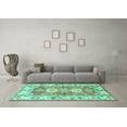 thumbnail image 3 of Ahgly Company Machine Washable Indoor Rectangle Geometric Turquoise Blue Traditional Area Rugs, 2' x 4', 3 of 4