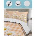 thumbnail image 4 of Quilts Twin-XL Size Bedding Set, Spring White Daisy Lightweight Quilted Comforter, Farmhouse Floral Orange Buffalo Plaid Reversible Bedspread Coverlet with Pillow Covers for All Season, 68" x 98", 4 of 7