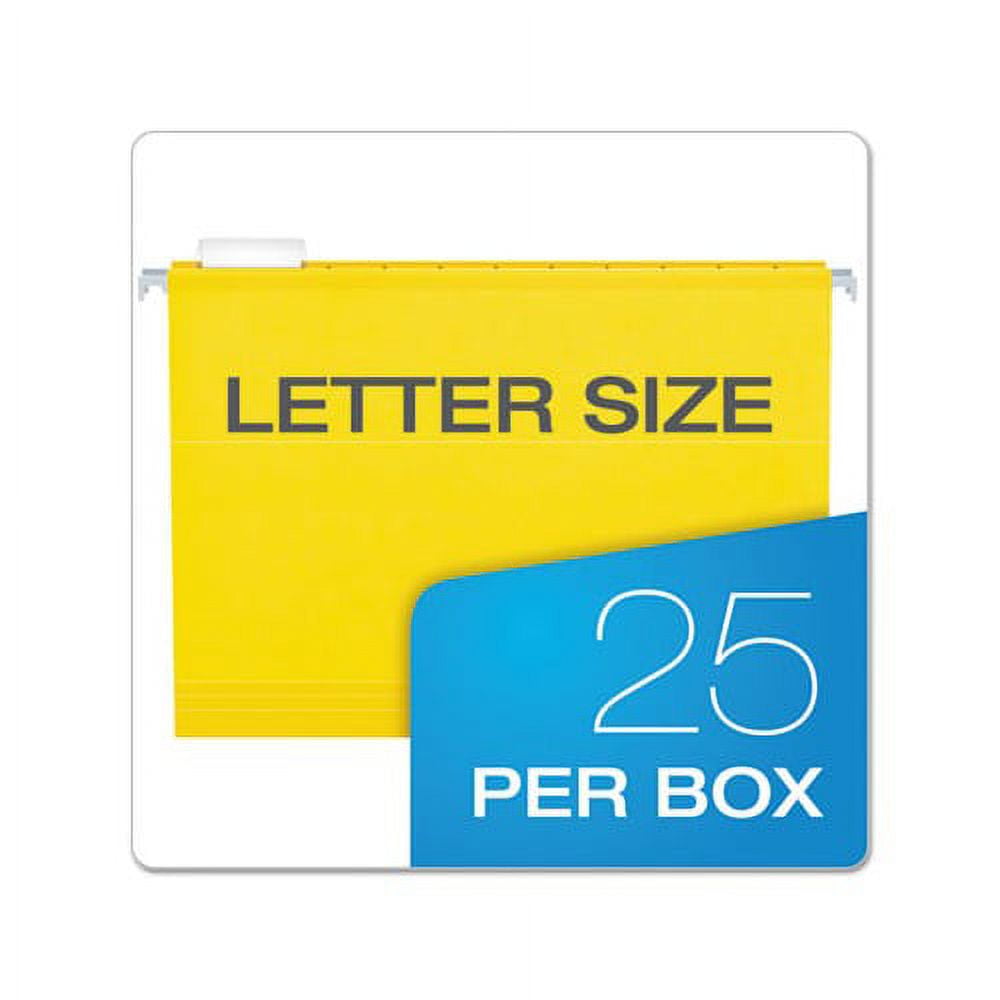 Extra Capacity Reinforced Hanging File Folders with Box Bottom Letter Size, 1/5-Cut Tab, Yellow, 25/Box