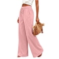 thumbnail image 6 of Horkkom Cotton Linen Pants Women Elastic Waist Drawstring Wide Leg Pants Summer Casual Loose Pants with Pockets XXL, 6 of 8