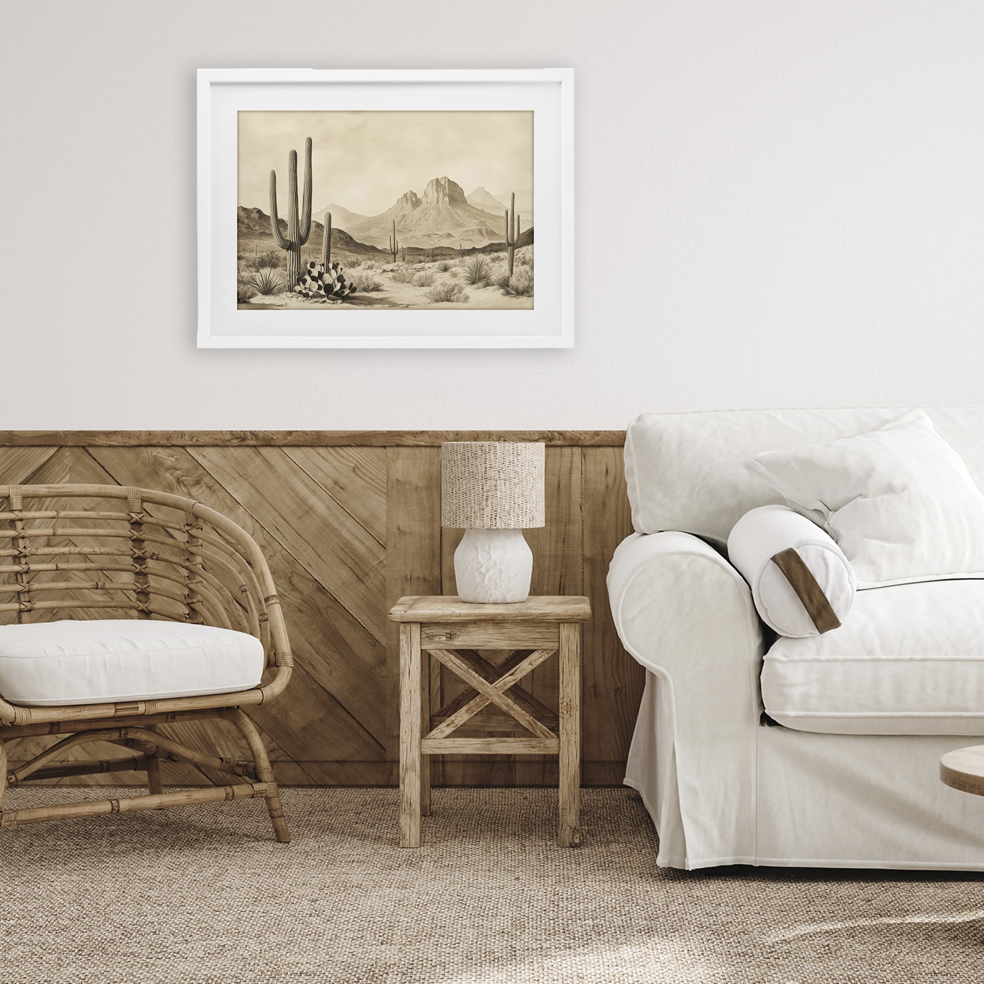 Stupell Industries Arizona Desert Vista White Framed Print Under Glass, design by Petal Prints Design