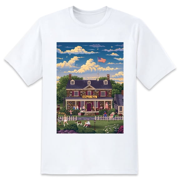 Basic Oversize Tees For WomenScenery Loose Boyfriend Shirts Casual Blouse round neck