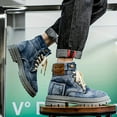 thumbnail image 6 of Men'S High-Top Casual Sports Street Boots - Solid Color, Round Toe, Lace-Up, Canvas Upper, Rubber Sole, Fabric Insole, All-Season Outdoor Shoes for Men, Outdoor Footwear | Vintage Style Boots |, 6 of 9