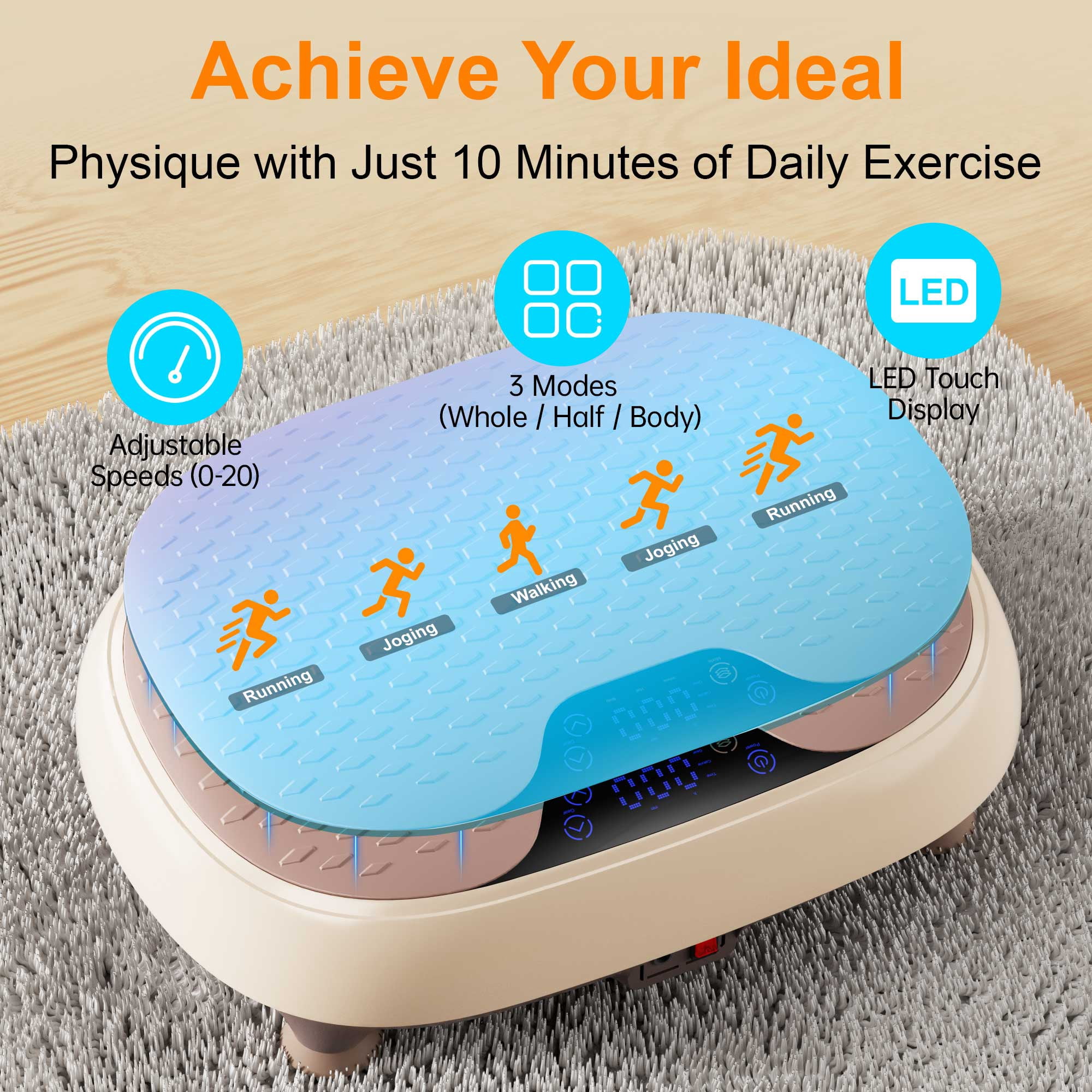 LEERCON Vibration Plate Exercise Machine, Home Fitness, Whole Body Workout, 330 Lbs Capacity, Remote Control