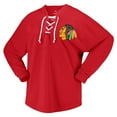 thumbnail image 2 of Women's Fanatics Red Chicago Blackhawks Spirit Lace-Up V-Neck Long Sleeve Jersey T-Shirt, 2 of 4