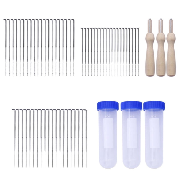 Kearding 60 unidades/juego de agujas de fieltro, mango de madera, botella de almacenamiento transparente, Kit de herramientas de agujas de fieltro de 3 Artesanía Kearding HA5104-00B