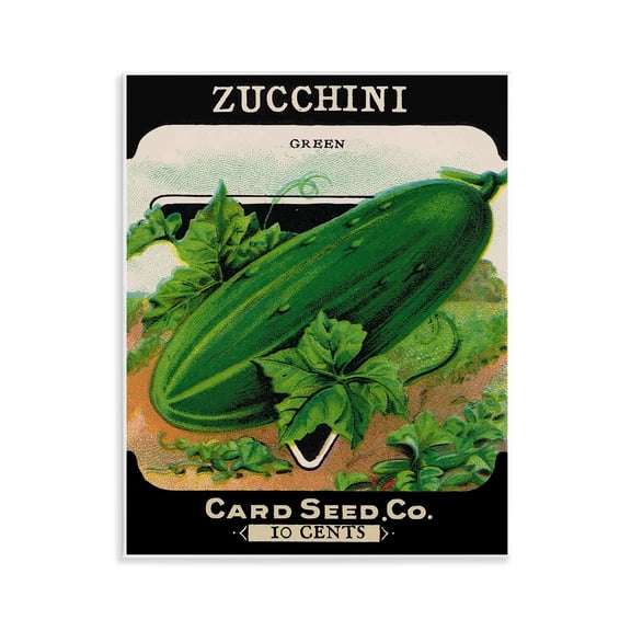 Stupell Industries Vintage Gardening Zucchini Food & Beverage Painting Unframed Art Print Wall Art, 11 x 14