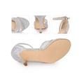 thumbnail image 2 of BLISSFUL STEP Glitter Ankle Strap Stiletto Heels Sandals for Women Silver 10, 2 of 5