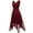 Wine, variant on Fesfesfes Women Gowns V-Neck Lace Color Block Draped Patchwork Cute Party Evening Formal Dress or