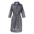thumbnail image 3 of Womens Summer Causal V Neck Shift ¾ Sleeve Waist Tie Shift Dress, 3 of 8
