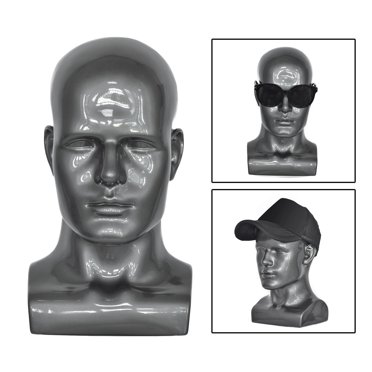 American Dress Forms Plastic Male Mannequin Head (2-Pack) | Black | Adult Size For Hats & Displays