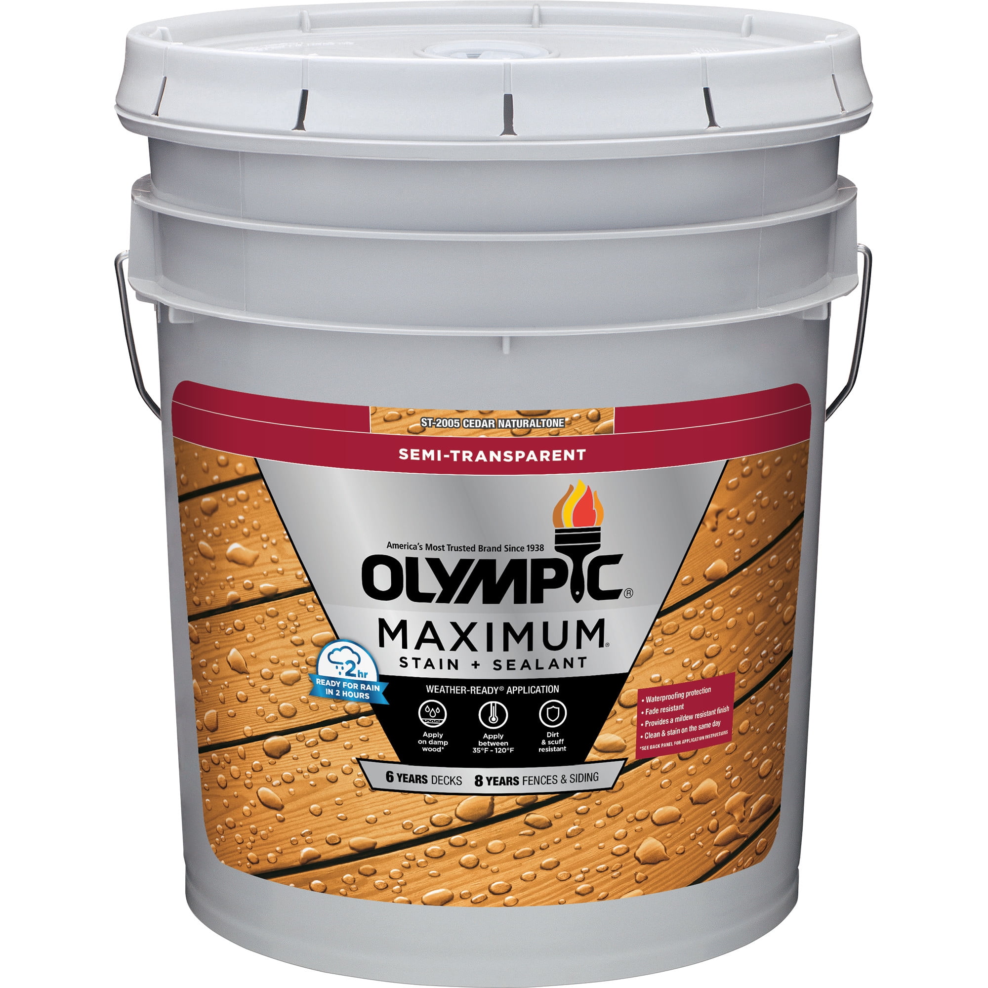 Olympic Maximum 5 Gallons ST-2005 Cedar Natural Tone Semi-Transparent Exterior Stain and Sealer in One Low VOC