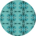 thumbnail image 1 of Ahgly Company Machine Washable Indoor Round Transitional Dark Cyan Green Area Rugs, 3' Round, 1 of 7