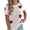 White, variant on Womens Short Sleeve Sweaters Heart Print Crewneck Pullover Knit Tops Lightweight Summer Tops