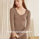 thumbnail image 2 of Jumpingount Ropa térmica de fibra acrílica para mujer, ropa interior de invierno de manga larga con cuello en V y encaje de Color sólido a la moda conjuntos de ropa Top Azul Verde Jumpingount AP013761-02, 2 of 6