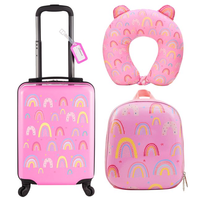 Set de equipaje Sanwuta Rainbow de 43 cm con almohada cervical tipo mochila