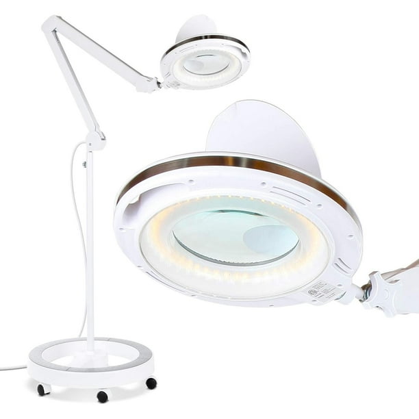 Brightech Lightview Pro Rolling Wheel Base 5 Diopter Magnifier Floor Lamp White Com Brightech Lightview Pro Rolling Wheel, Magnifying Floor Lamp With 5 Wheels Rolling Base