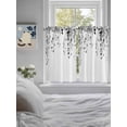 thumbnail image 4 of Tier Curtains 45 Inches Long, Grey Eucalyptus Leaves Window Treatment Curtain Drapes, Weeping Spring Botanical Summer Window Half Privacy Curtains for Bedroom Bathroom, 42"x45", 2 Panels, 4 of 7